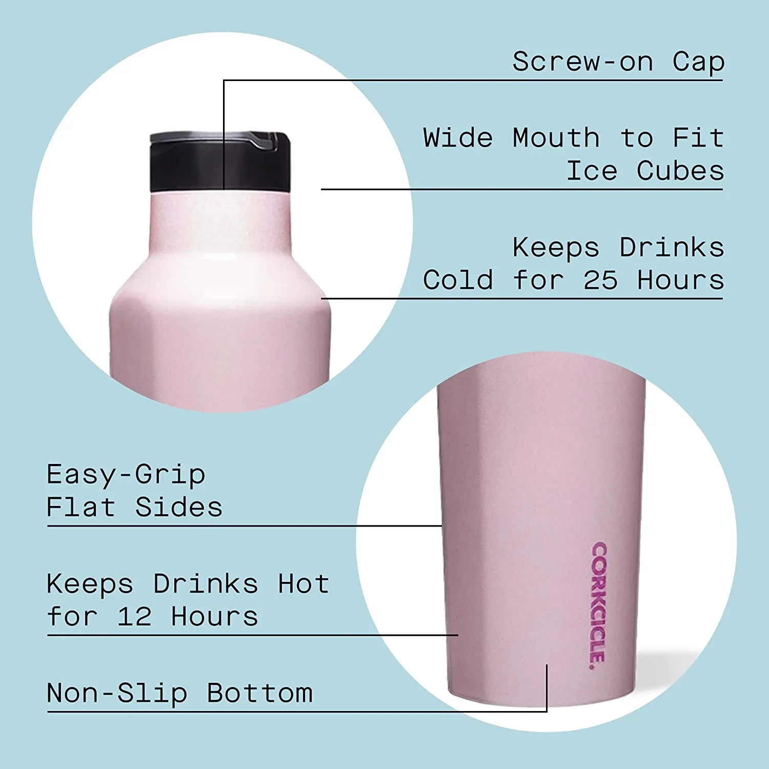 Corkcicle Canteen Sport Collection - Water Bottle & Thermos - Triple Insulated Shatterproof Stainless Steel