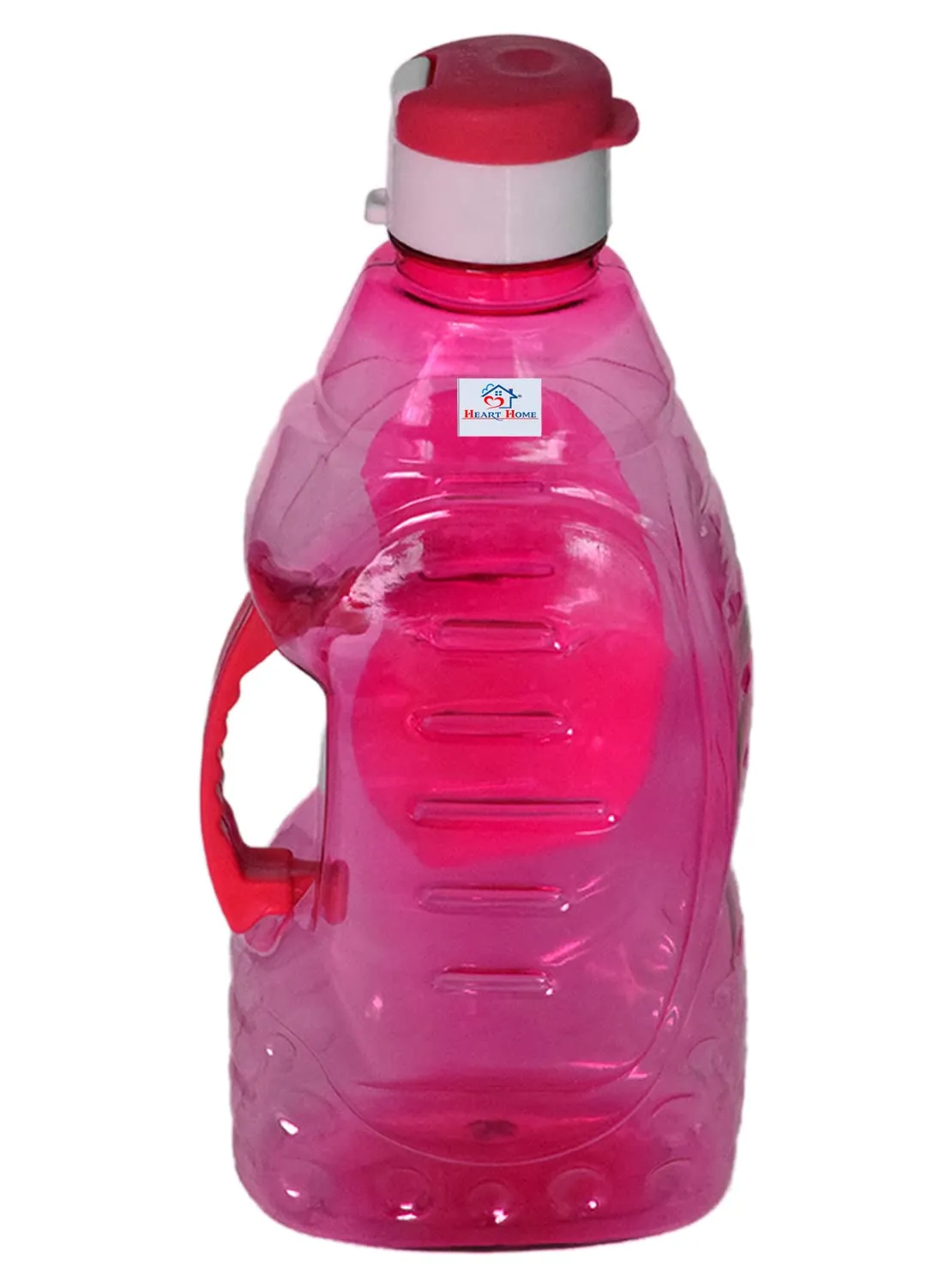 Heart Home Tranasparent Platic Water Bottle with Handle, 1500ml- Pack of 2 (Pink & Black)-50HH01887