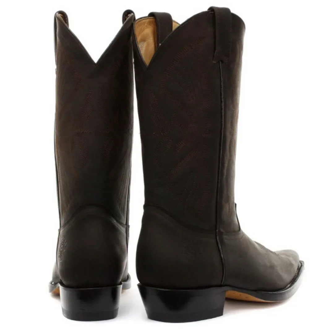 Mens Cowboy Boots Pointed Black Brown Grinders Louisiana Real Leather wile west