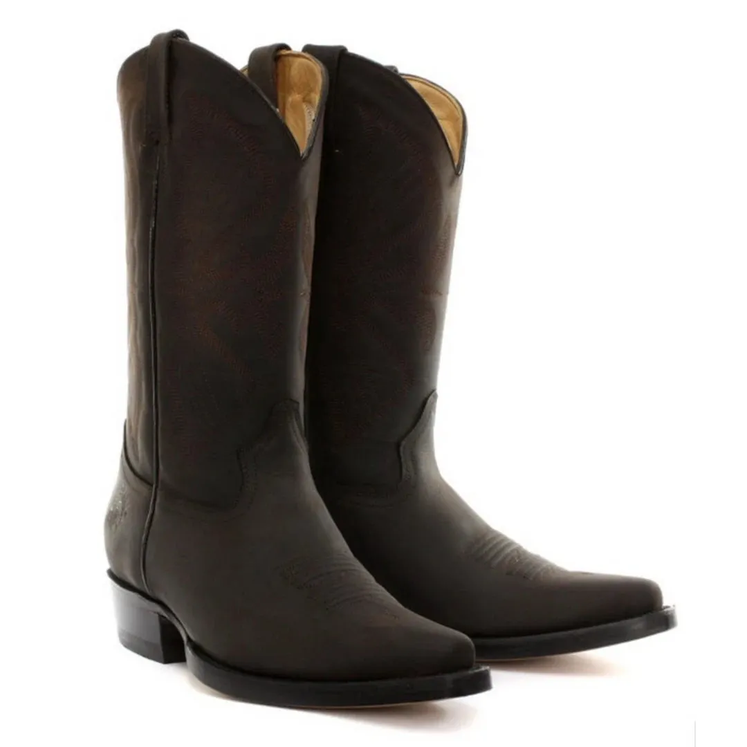 Mens Cowboy Boots Pointed Black Brown Grinders Louisiana Real Leather wile west