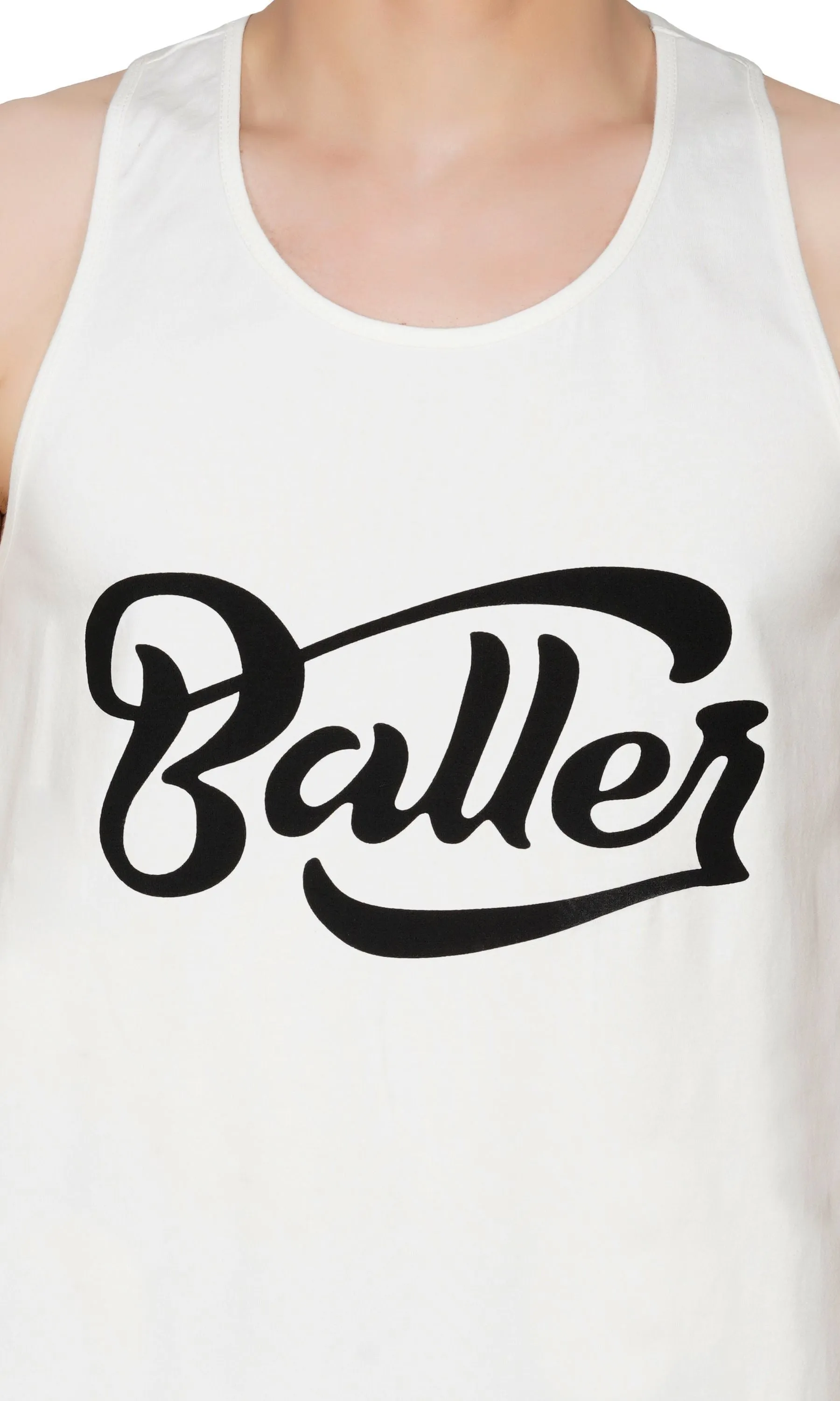SLAY. Men's White Gym Vest BALLER Edition Printed