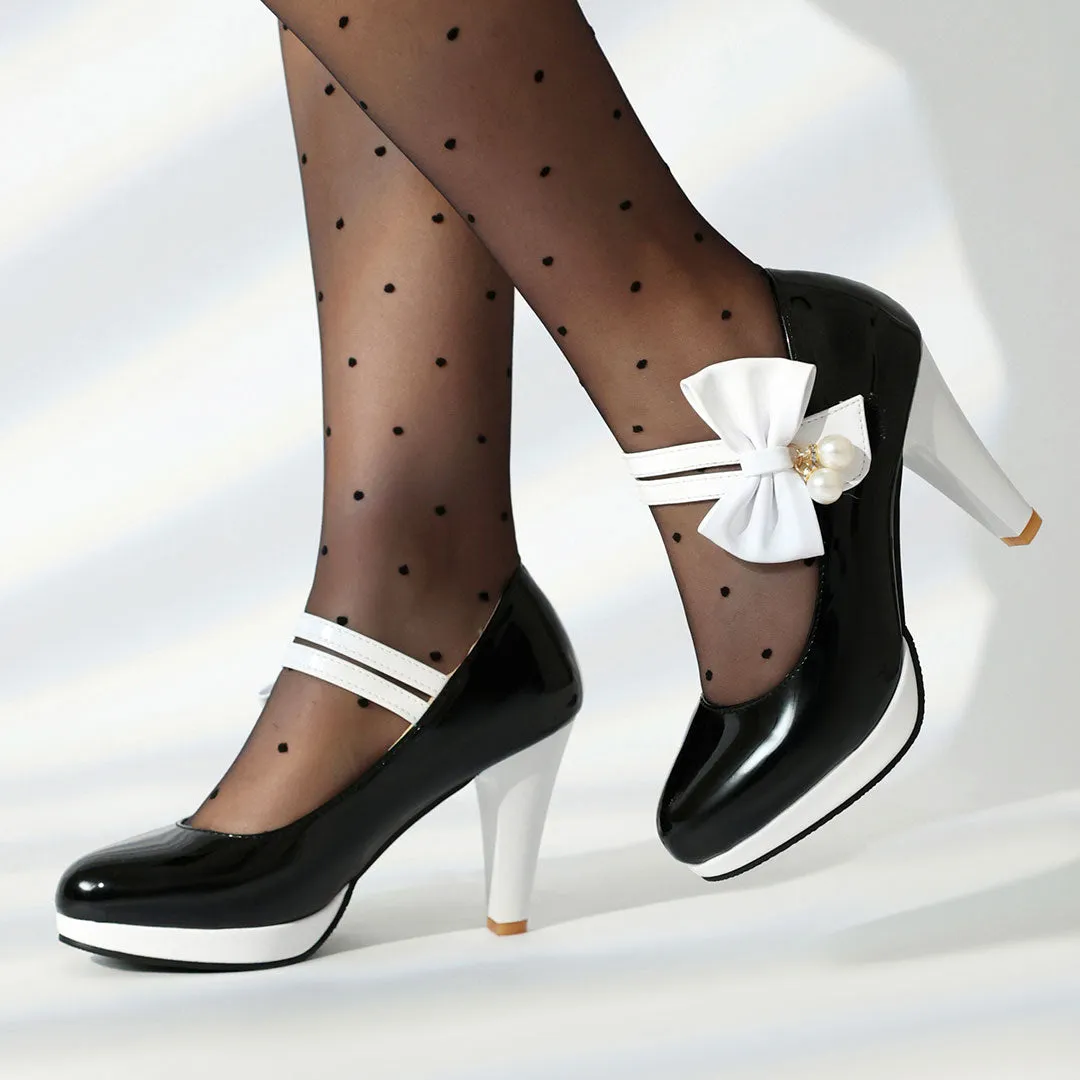 Uniwim Colorblock Bow Heels Shoes SE23190